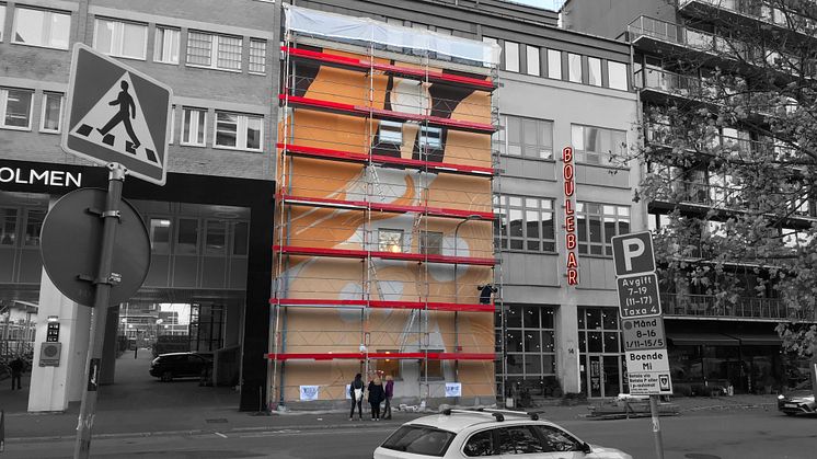 Muralmålning på Boulebar Tryckeriet av Alina Vergnano 