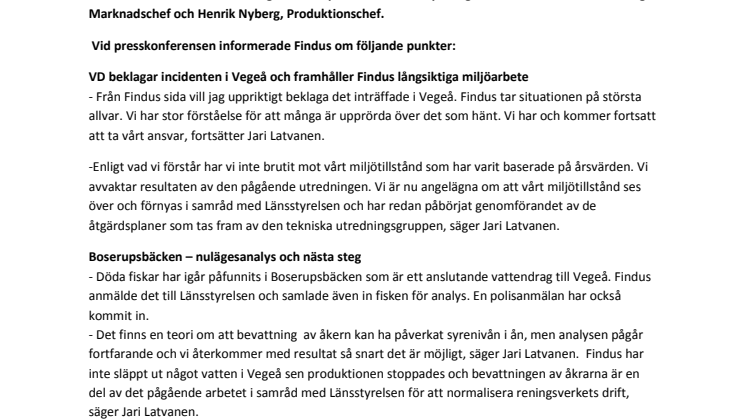 Förbättrad kapacitet i Findus reningsverk, nytt miljötillstånd och utökat samarbete ska bidra till ansvarsfull produktion