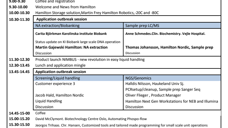 Final call, user meeting 8-9 september, Stockholm