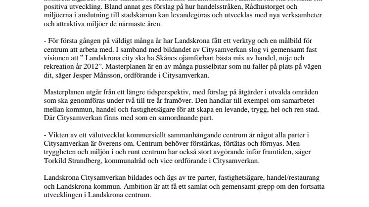 Masterplan för Landskrona centrum presenterad