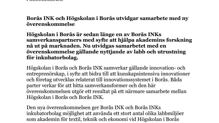 PM - Borås INK och Högskolan i Borås utvidgar samarbete med ny överenskommelse_AB.pdf