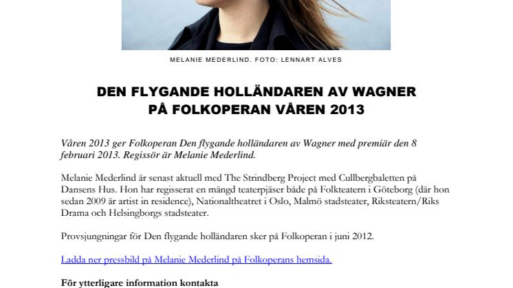 Den flygande holländaren av Wagner på Folkoperan våren 2013