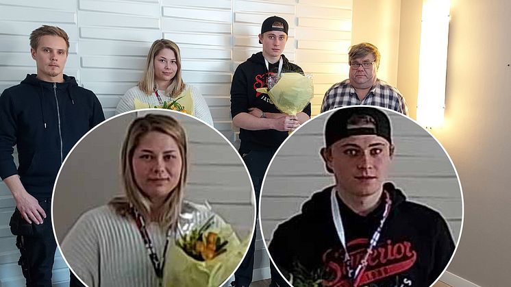 Gruppbild från vänster: Jonas Buska lärare på VVS-utbildningen på Utbildning Nord, Karolina Bucht,  Markus Modig samt Krister Björk, lärare på elektrikerutbildningen.