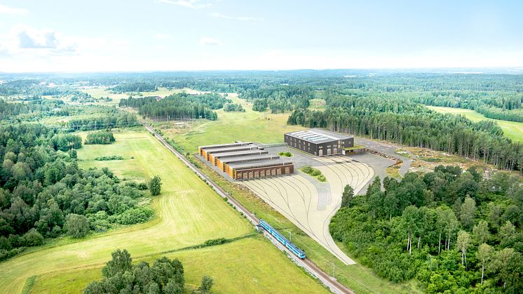 Den nya tågdepån kommer bestå av en uppställningshall och en verkstadshall.