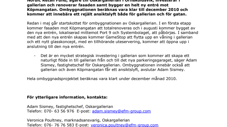 Oskargallerian får ny entré mot Ö-viks nya gågata