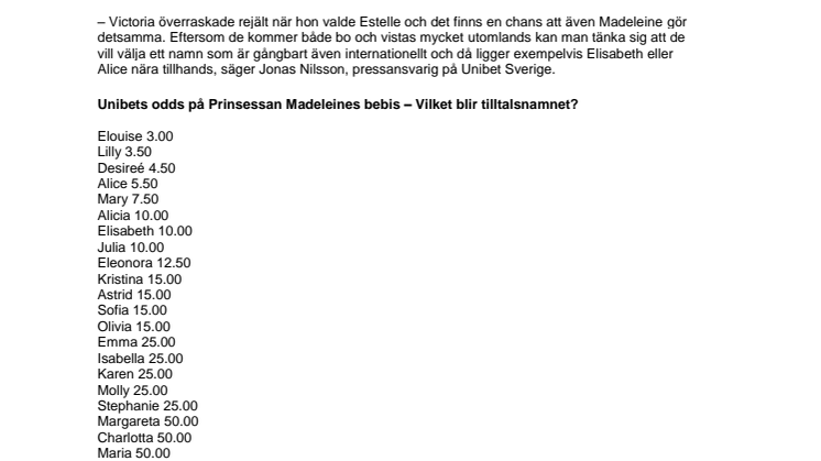Nya kungabebisen – en Elouise enligt oddsen