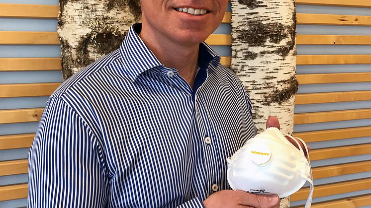 Magnus Paulander med Worksafe filtrerande halvmask