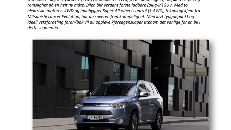 Mitsubishi presenterer en verdensnyhet
