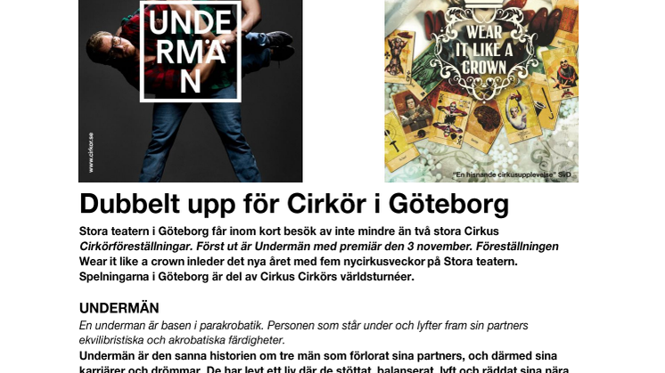 Dubbelt upp för Cirkus Cirkör i Göteborg