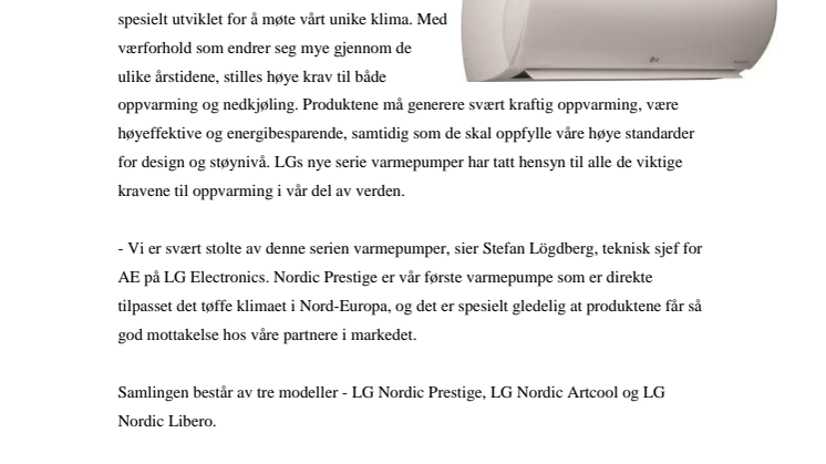 SPESIALUTVIKLEDE VARMEPUMPER FOR NORSKE HJEM 