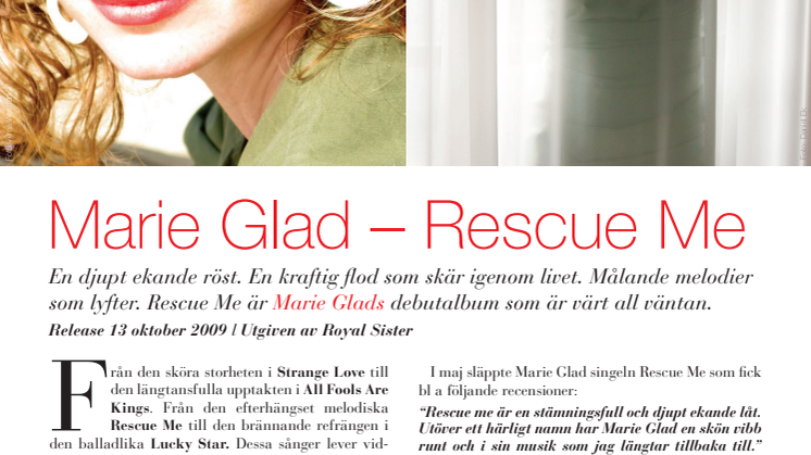 Marie Glad släpper debutalbumet Rescue Me