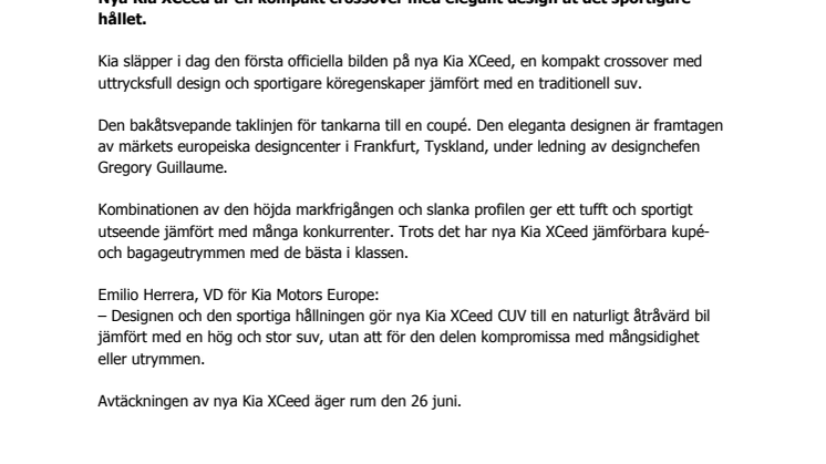 Första bilden på nya crossovern Kia XCeed 