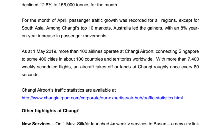 Operating Indicators for April 2019