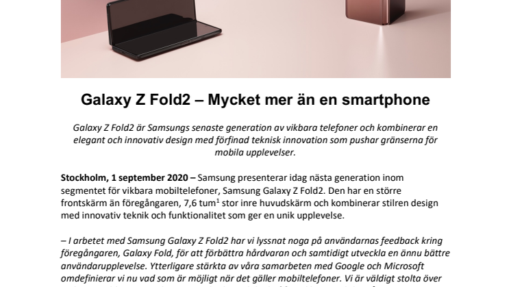 Galaxy Z Fold2 – Mycket mer än en smartphone