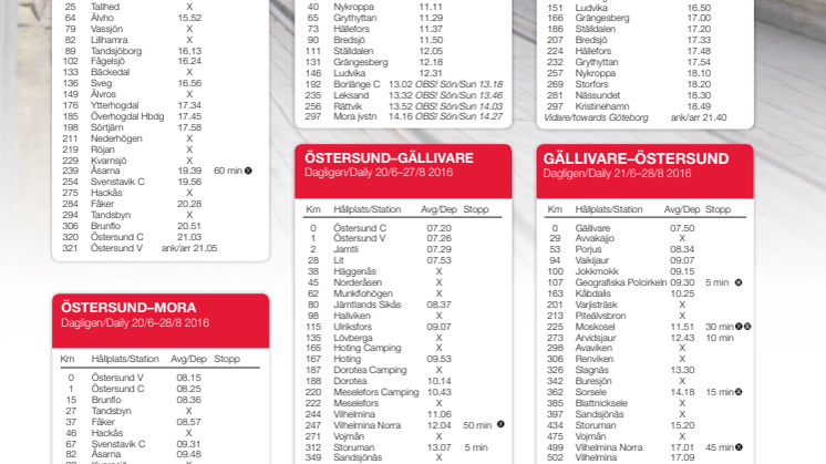 Tidtabell sommar 2016