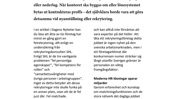 Moderna HR-lösningar sparar miljarder