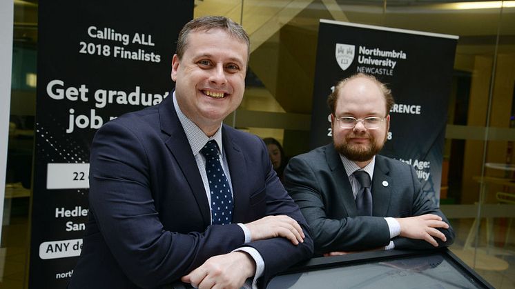 l-r Professor Christopher Newman with PhD Candidate in Space Law Thomas Cheney