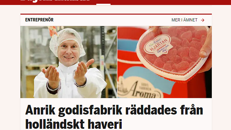Anrik godisfabrik räddades från holländskt haveri