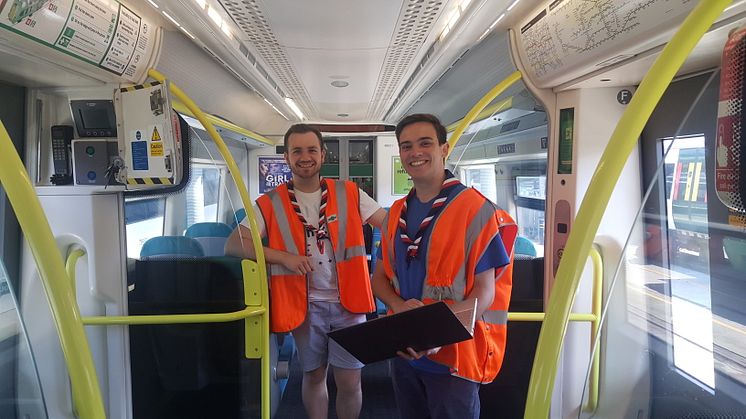 Scouts on a train