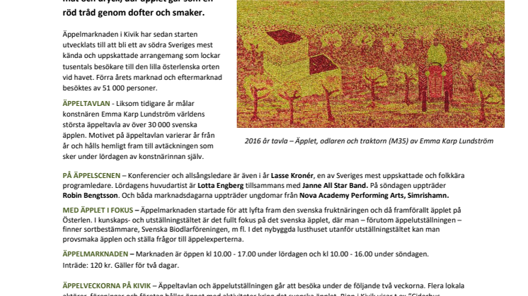 Äppelmarknaden i Kivik 23-24 september – 30 år med vårt svenska äpple i fokus