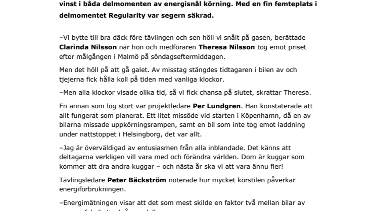 Snålkörande Göteborgs-systrar vann elbilsrally