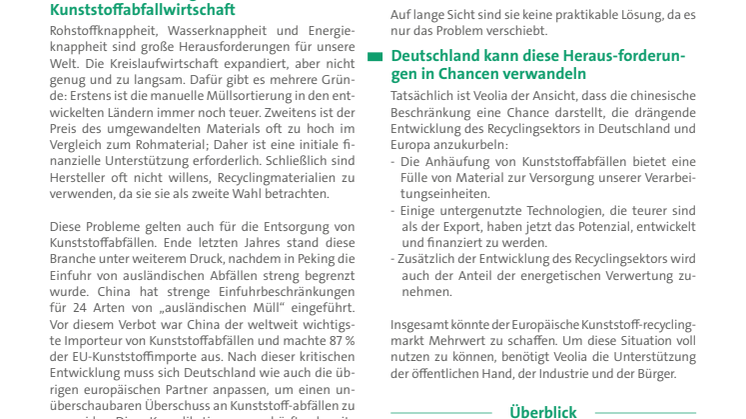 Positionspapier - Kunststoffrecycling
