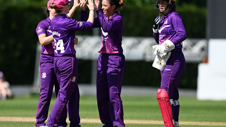 Lightning celebrate a wicket in this year's Charlotte Edwards Cup. Photo: Getty Images