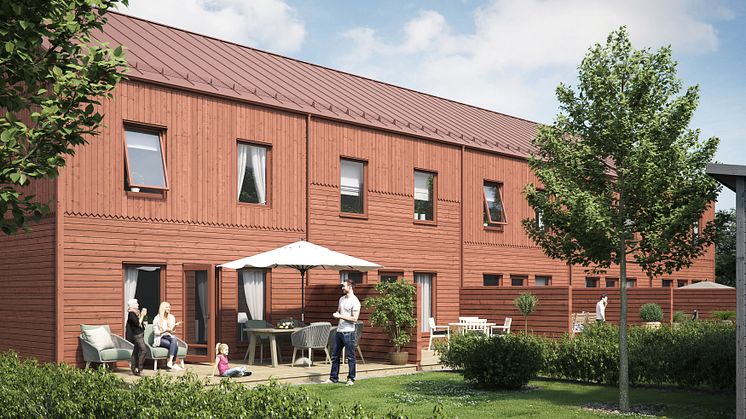 Vintersolen blir ett trevligt och barnvänligt område med 15 radhus som kommer stå klara för inflyttning i kvartal fyra 2022.