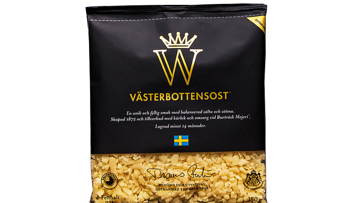 Ny förpackning riven Västerbottensost - mindre plast