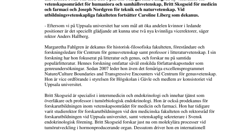 Tre nya vicerektorer vid Uppsala universitet