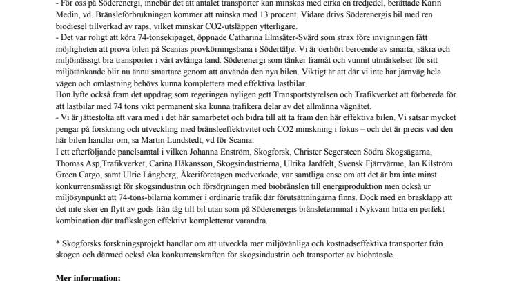 Sveriges första 74-tons flisbil invigd