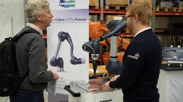 Demonstrationer och föreläsningar om smarta automationslösningar lockade 250 besökare till årets Automationdag på Produktionstekniskt centrum i Trollhättan. Foto: Innovatum Science Park.
