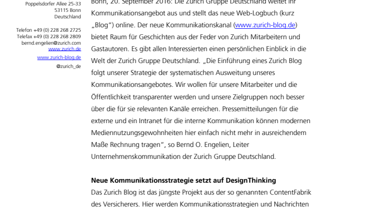 Schneller. Persönlicher. Anderser: Das Zurich Blog ist online