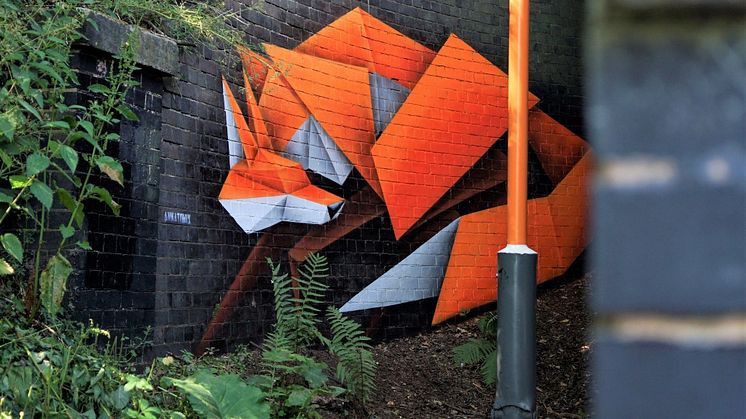 Urban fox artwork turning heads at Wylde Green station in Birmingham