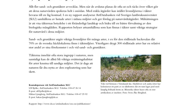 Värna om naturvärdena i sand- och grustäkter! 