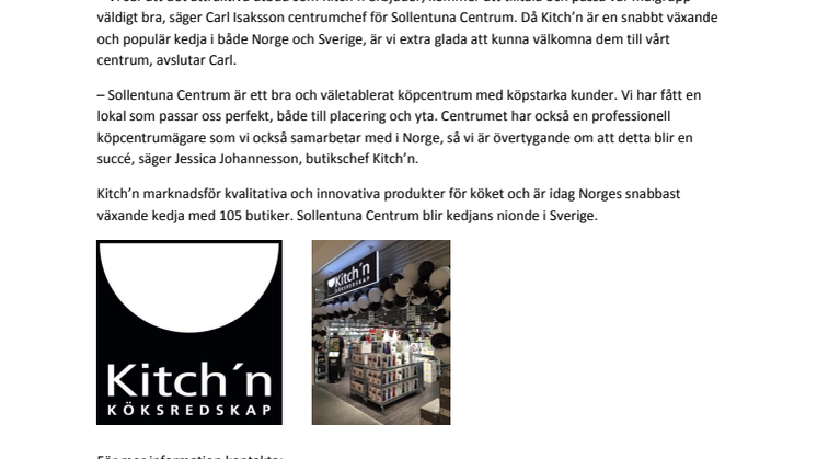 Kitch’n öppnar i Sollentuna Centrum!
