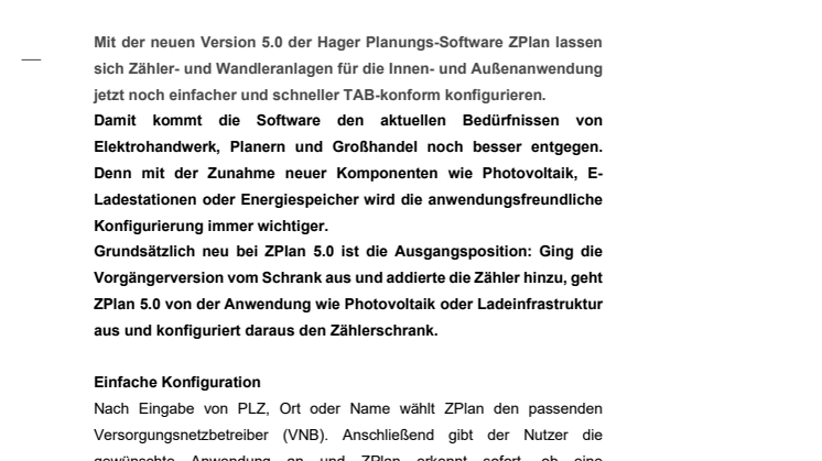ZPlan 5.0 von Hager ermöglicht anwendungsbezogene Planung