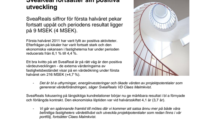 SveaReal fortsätter sin positiva utveckling
