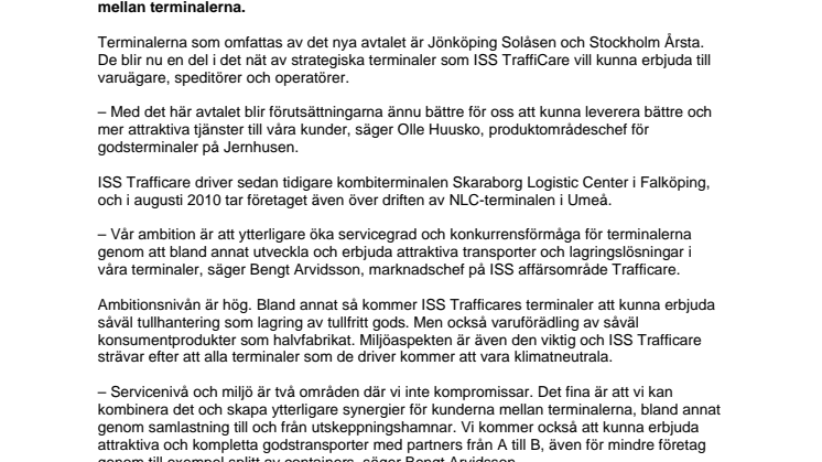 ISS Trafficare i avtal om drift av två nya terminaler