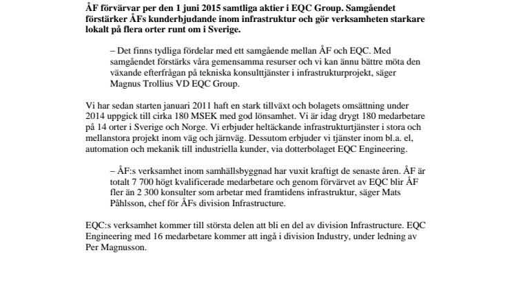 ÅF förvärvar EQC Group