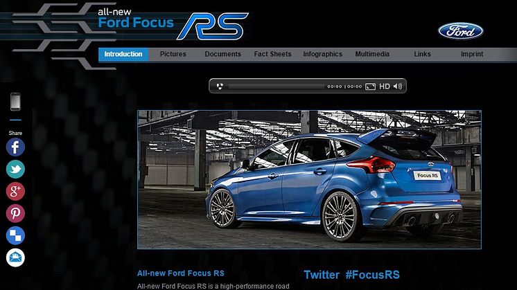 Ford Focus RS press kit