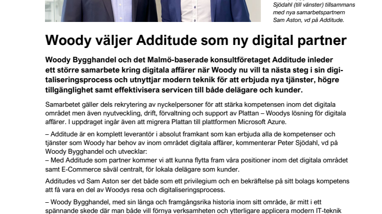 Woody väljer Additude som ny digital partner
