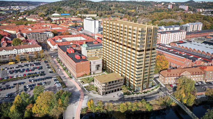 Ombyggnad och påbyggnad av SKF:s gamla huvudkontor i Gamlestaden är ett ärendena på byggnadsnämnden sammanträde nu på fredag. Visionsbild: Wingårdhs.