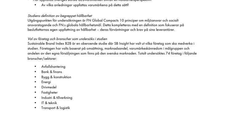 Sustainable Brand Index B2B 2017 - datainsamling & metod