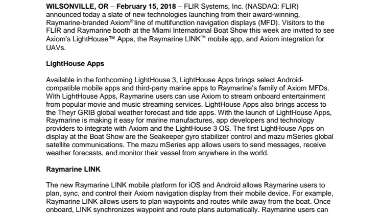 FLIR Reveals Raymarine Axiom Innovations at the Miami Boat Show