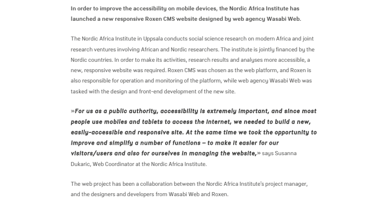 Nordic Africa Institute launches new responsive website on Roxen CMS