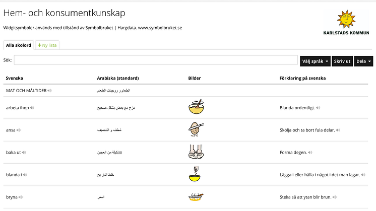 Skolord skärmklipp