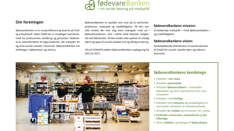 Faktaark - om fødevareBanken