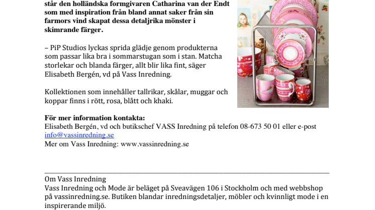 Vass Inredning möter våren med PiP Studios