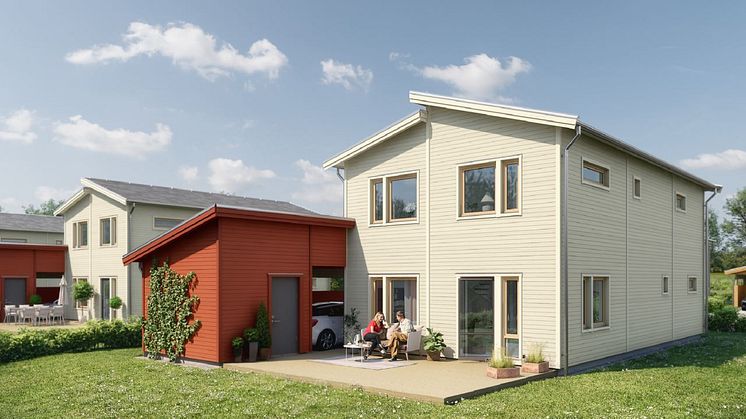 Nöbbele Park - 3D-bild av baksida Villa Eken. 